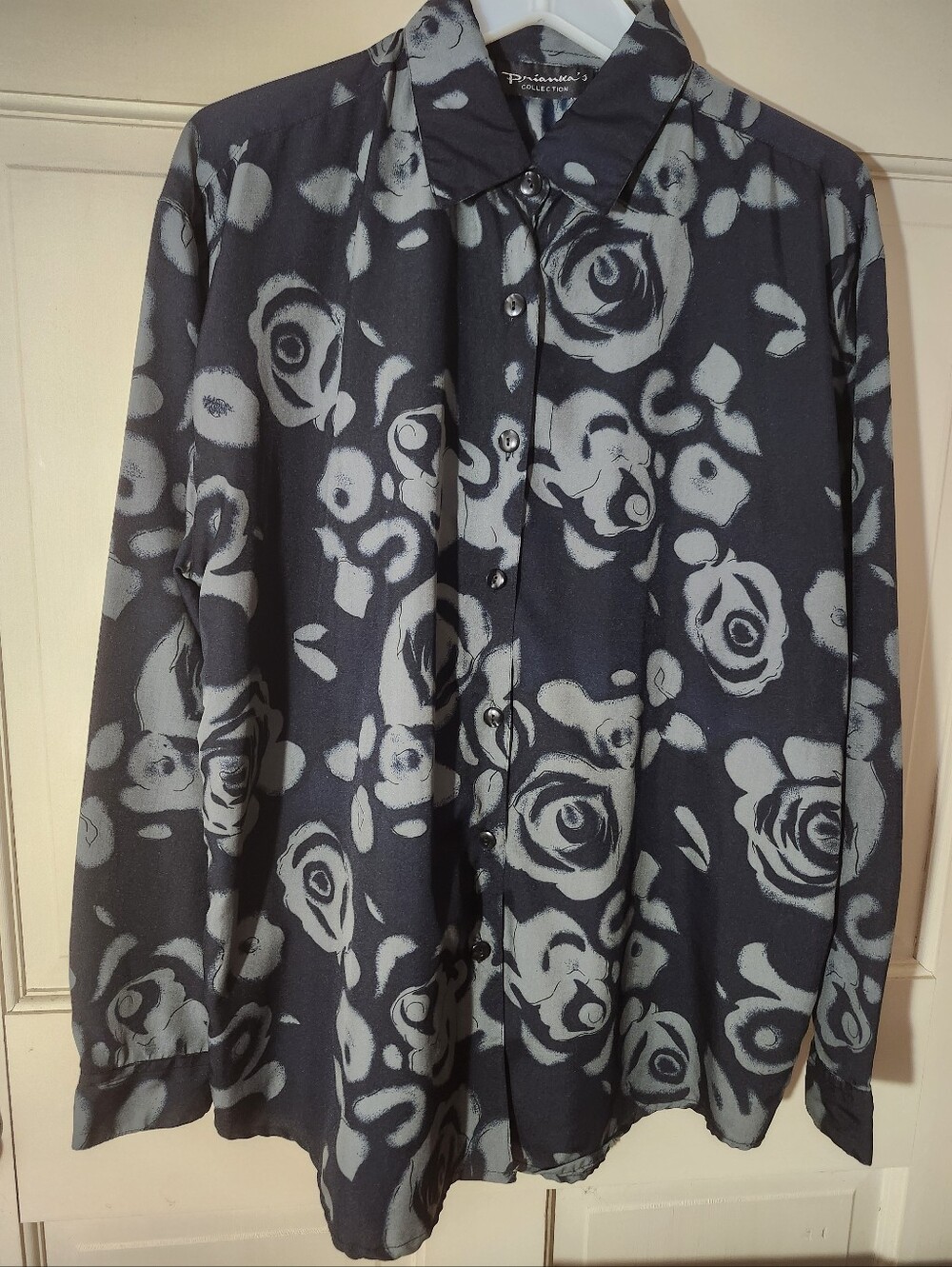 Black and Gray Floral Blouse
